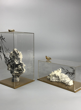 现代新中式创意亚克力摆件二x件套创意样板房间电视柜酒柜软装饰