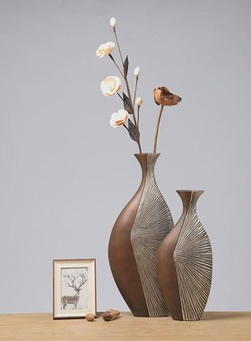 美式覆古花瓶摆件轻奢干花中式B客厅插花电视柜玄关家居装饰品