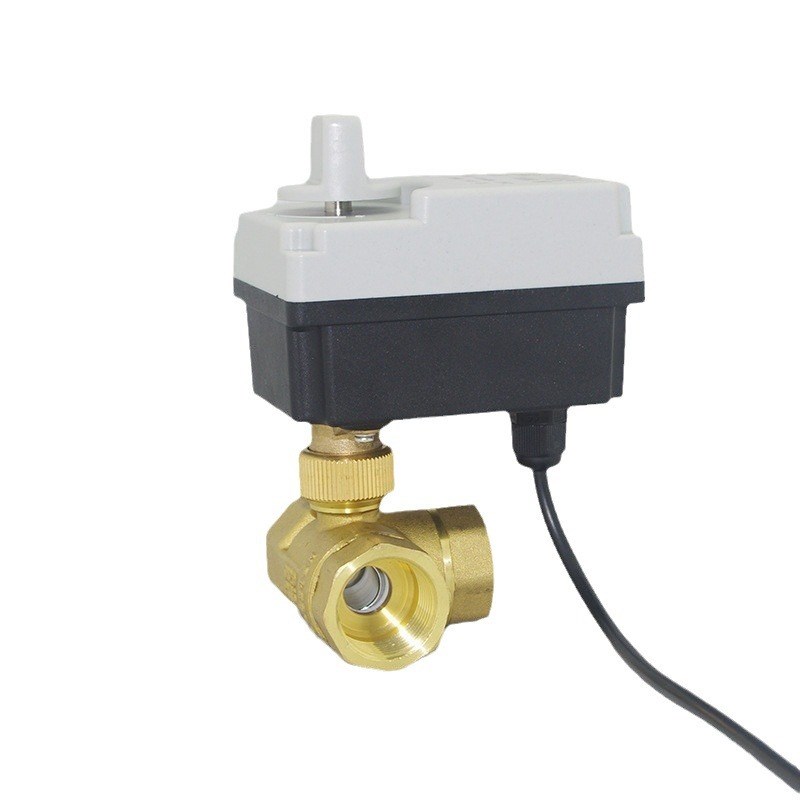 手自电动一体两线断电复位二通三通水气空I调地暖220V电动二通球