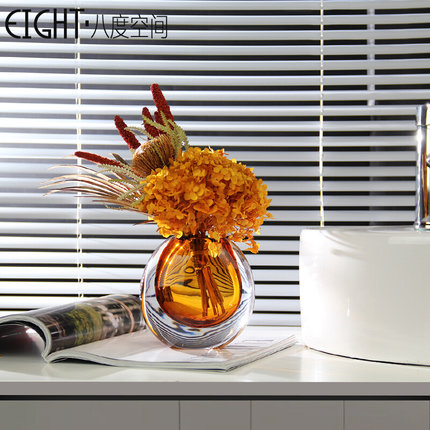 现代轻奢水晶花瓶花器样板间客厅书房床头柜卫生间成品小花艺摆件