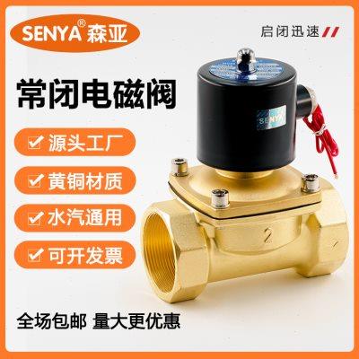 森亚常闭电磁阀水阀AC220V 气阀控制阀DC24V2分4分水管6分1寸全铜