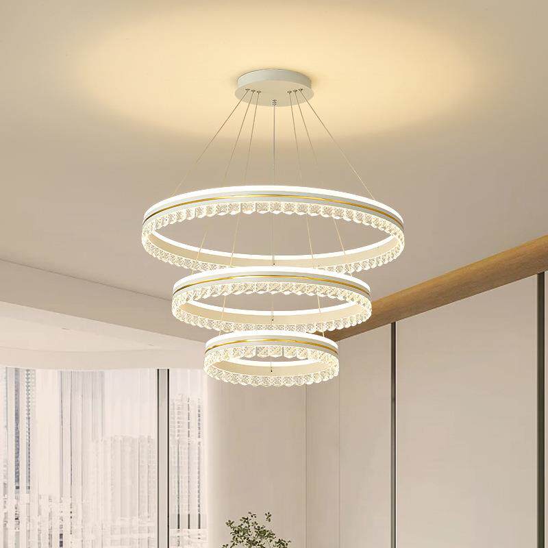 高档轻奢水晶吊灯创意圆环形客厅主灯卧室过道水晶餐厅吊灯
