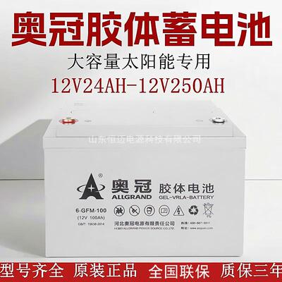奥冠胶体蓄电池12V65AH100AH150A200A充电铅酸光伏太阳能路灯监控
