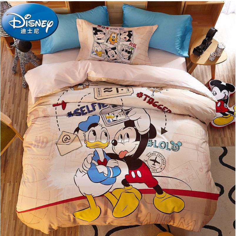 卡通全棉磨毛四件套纯棉秋冬1.8米1.5m儿童被套床笠