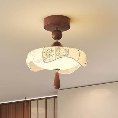 宋氏美学过道灯走廊灯中古风复古印花布艺胡桃色入户玄关灯阳台灯