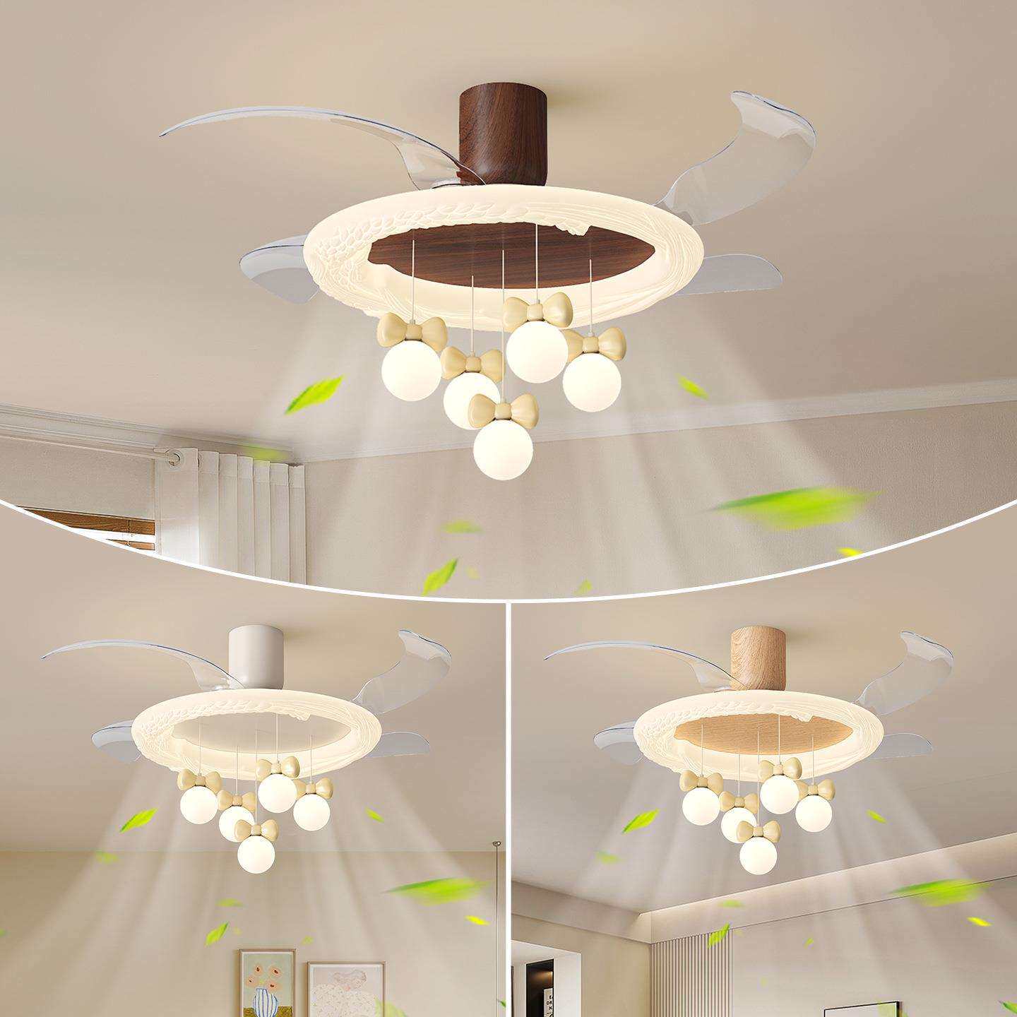 2025新款奶油风风扇灯静音隐形全光谱护眼餐厅云朵儿童房吸顶风扇