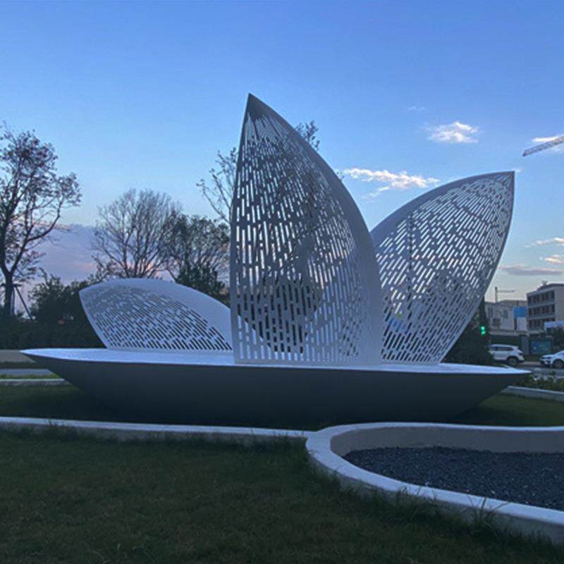 不锈钢树叶花架雕塑抽象廊架金属长廊景观花瓣创意异形公园广场品