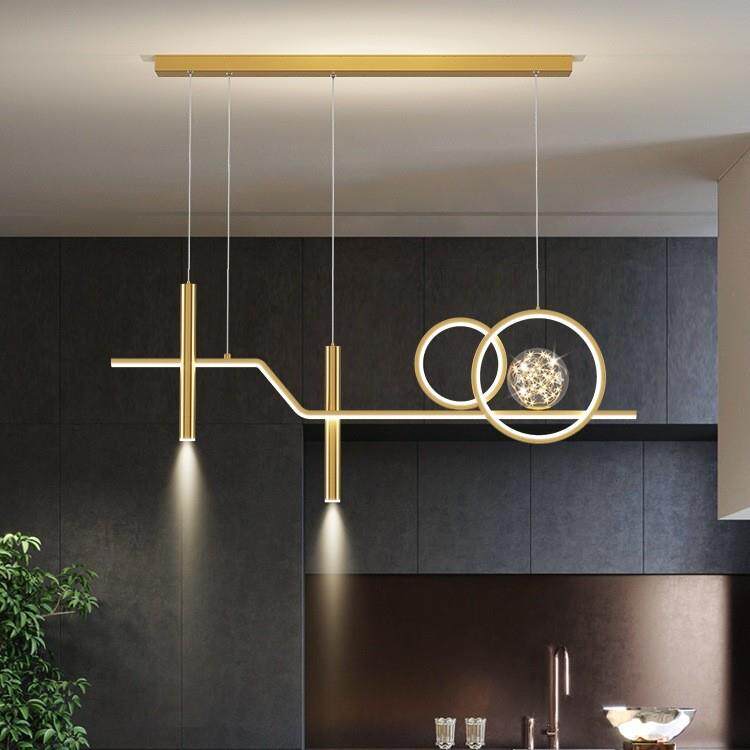 餐厅吊灯三头水晶轻奢风现代简约创意个性网红饭厅餐桌吧台长条灯