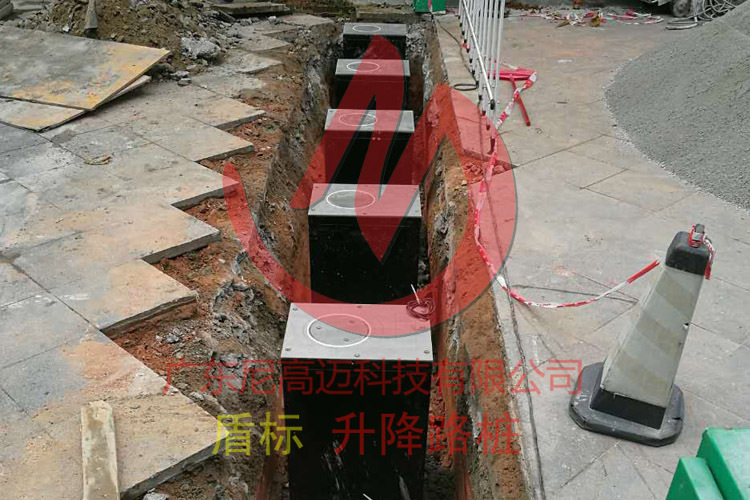 埋地升降路柱安装图防水升降止车路桩遥控伸降挡车自动回落路柱