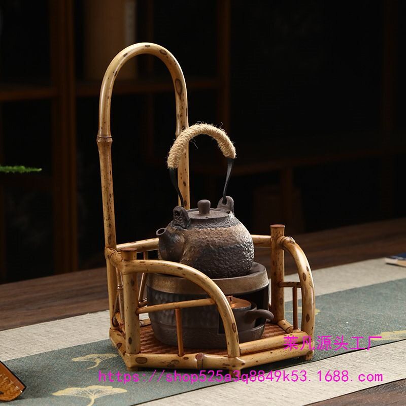 功夫竹子竹编凉炉架茶架壶架围炉煮茶架子紫竹竹制置物架家用原厂