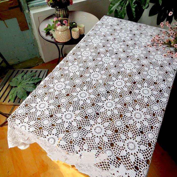 供应美式乡村中式复古纯棉手工钩织餐桌布布艺台布长方形