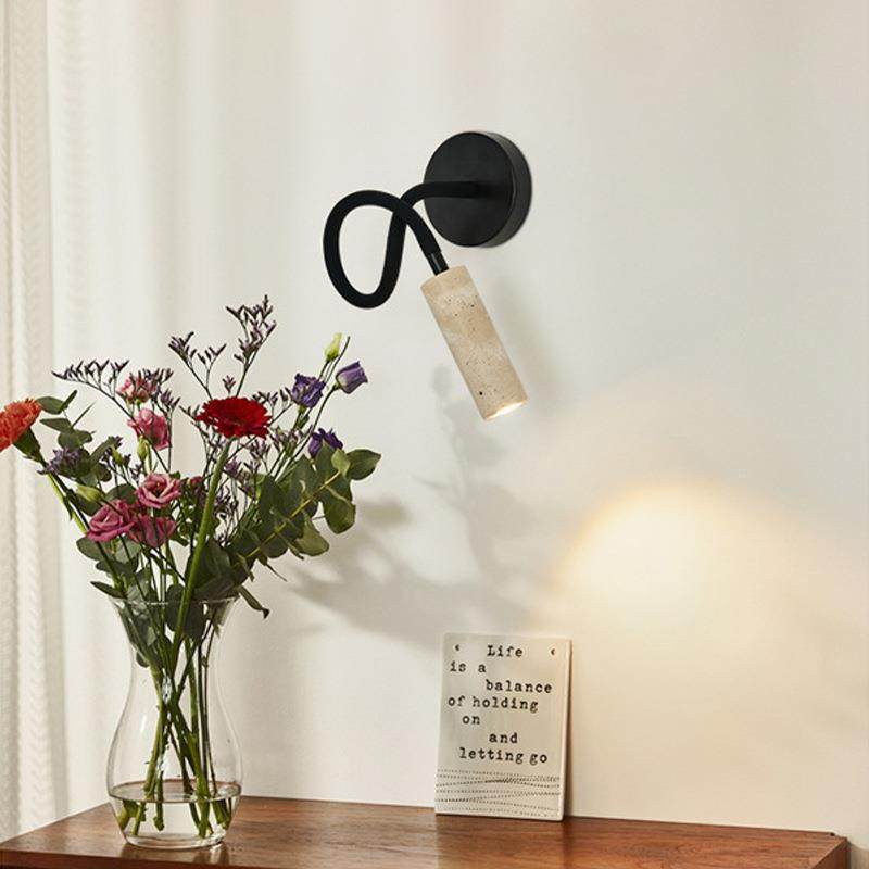 壁灯现代简约可调角度黄洞石卧室床头阅读灯诧寂风客厅沙发旁墙灯