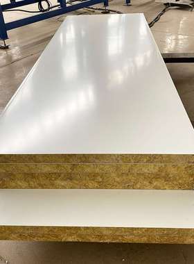 销售950型50厚双白净化板 白色彩钢岩棉板 双白覆膜净化岩棉板
