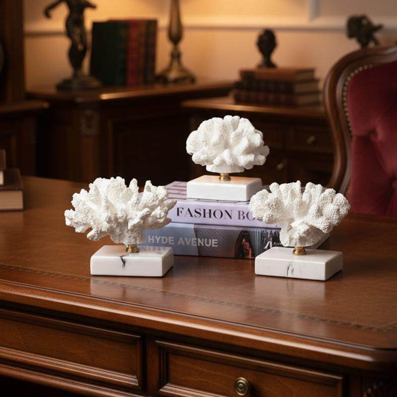 现代轻奢树脂工艺珊瑚雕像摆件家居客厅卧室样板间小众艺术装饰品