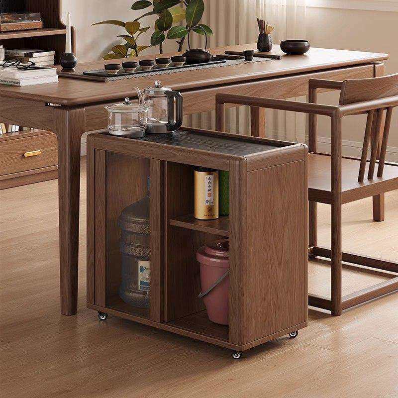 白蜡木移动泡茶台轻奢沙发边几柜家用烧水壶一体式茶车茶桌茶吧机