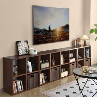 宜搭家居铁艺置物书架靠墙落地中古柜格子柜铁皮自由组合八格书柜