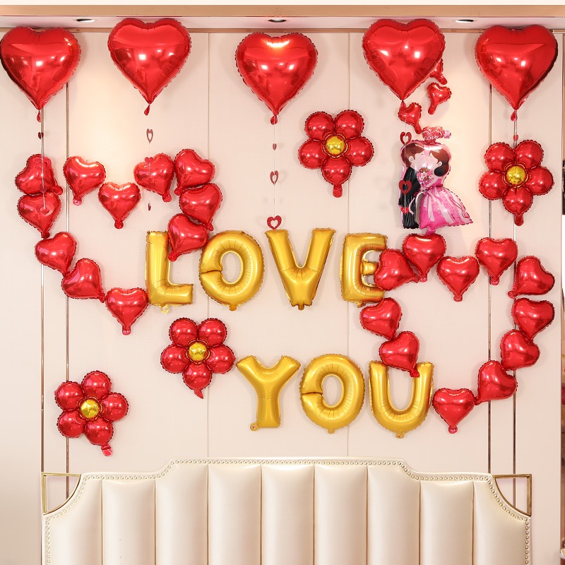 结婚婚礼英文生日布置新婚快乐气球字母人节装饰字母铝膜气球套餐