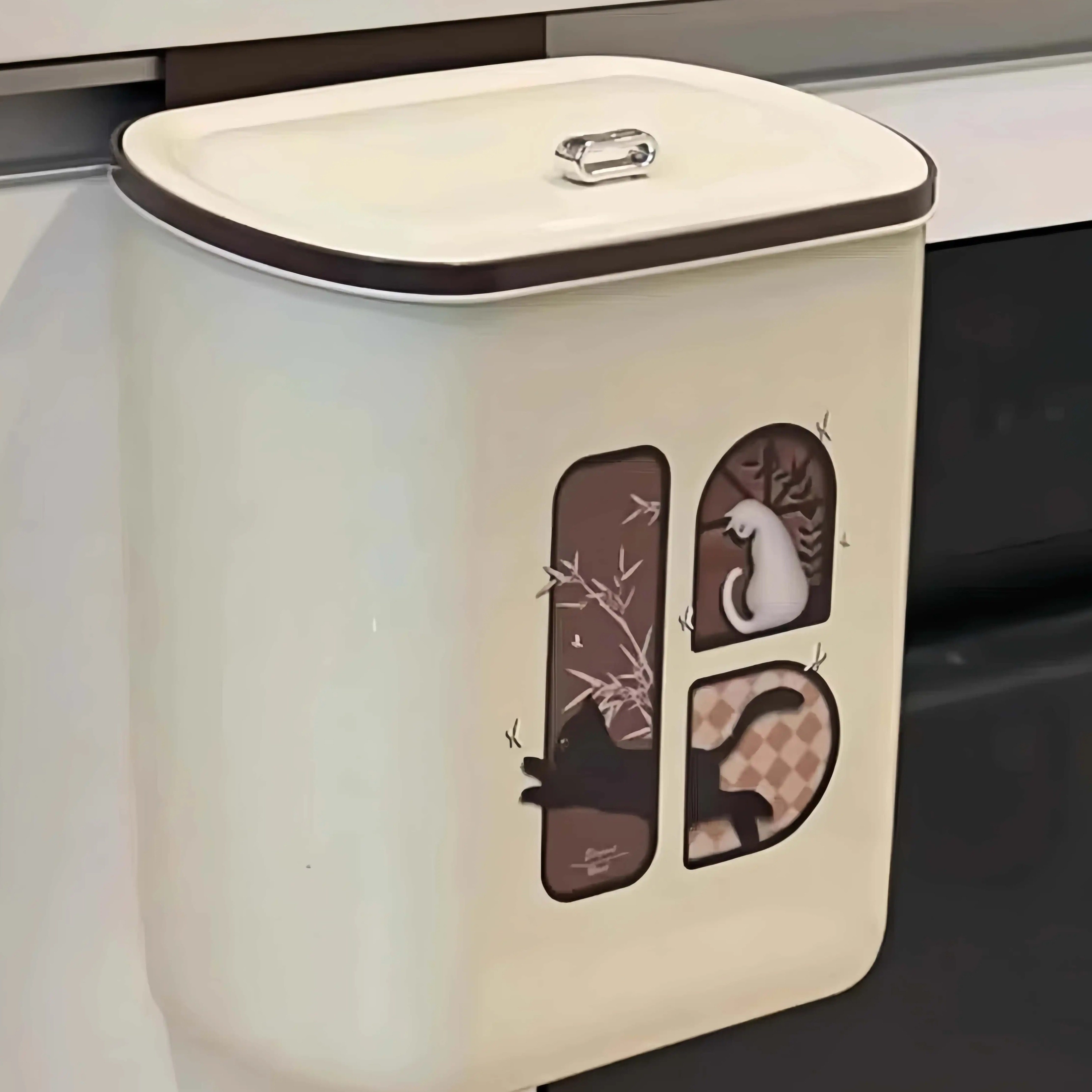 中古风桌面垃圾桶台面收纳桶厨房大容量创意新款家用可爱卡通壁挂