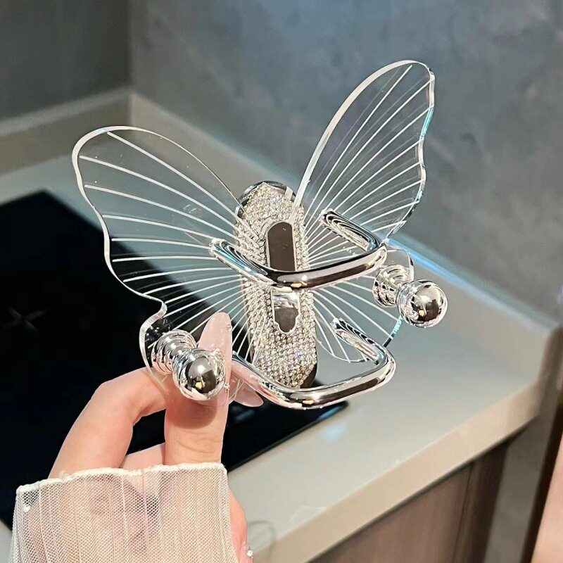 卫生间梳子置物架透明蝴蝶造型浴室置物架创意轻奢洗漱台收纳挂钩