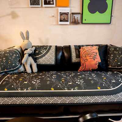 田园风深色耐脏设计沙发垫四季冰丝凉感沙发坐垫防滑沙发套罩盖巾