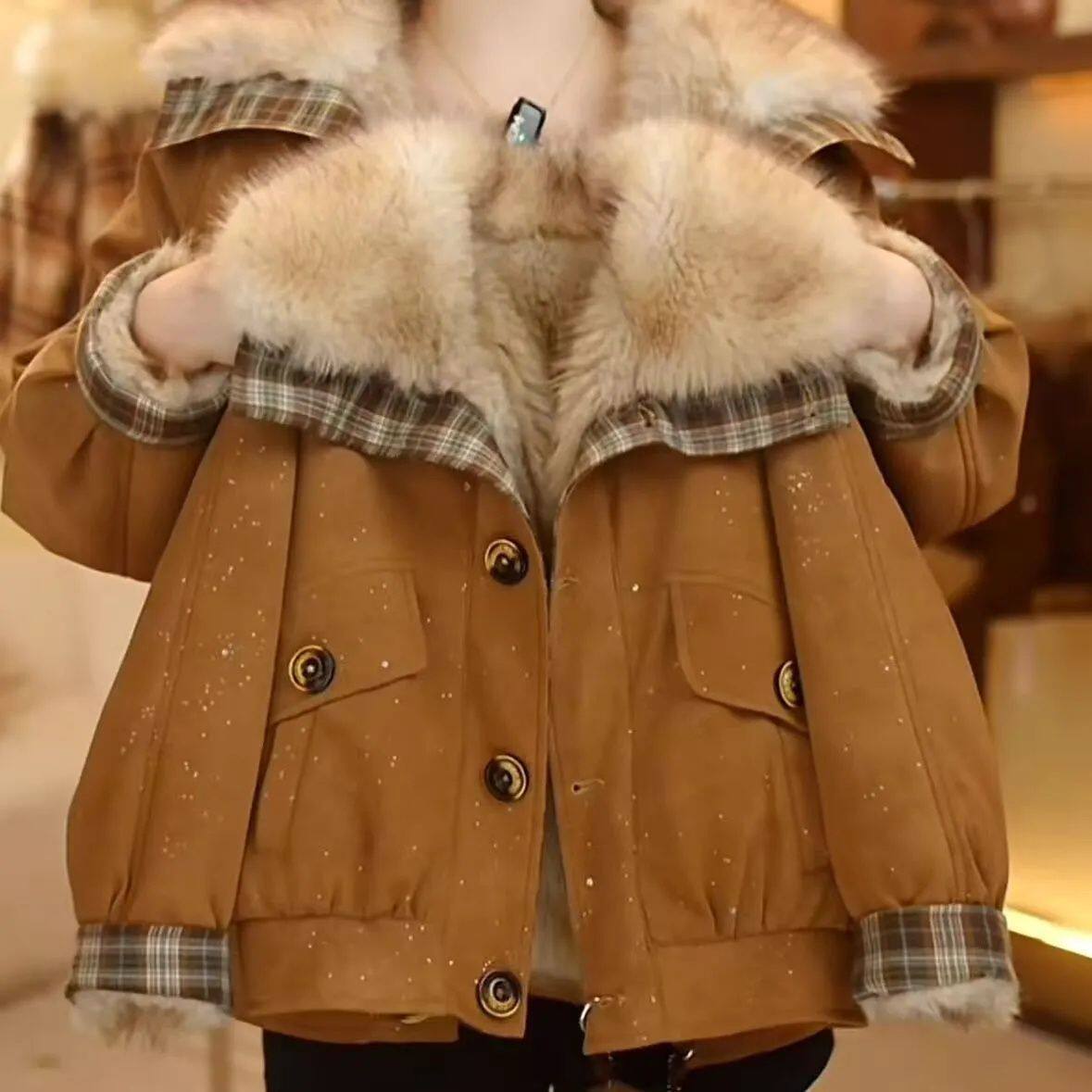 2025新款冬季加绒加厚上衣外套大翻领轻奢风女童童装时尚宝宝外套,童装/婴儿装/亲子装,普通外套,淘宝优惠券,粉丝福利购,淘宝优惠卷