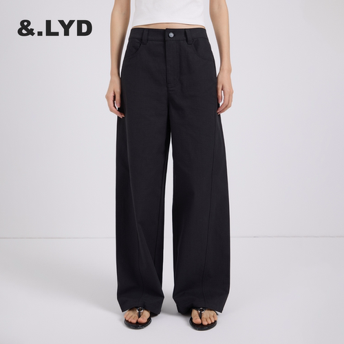 LYD高腰全棉梭织弯刀裤