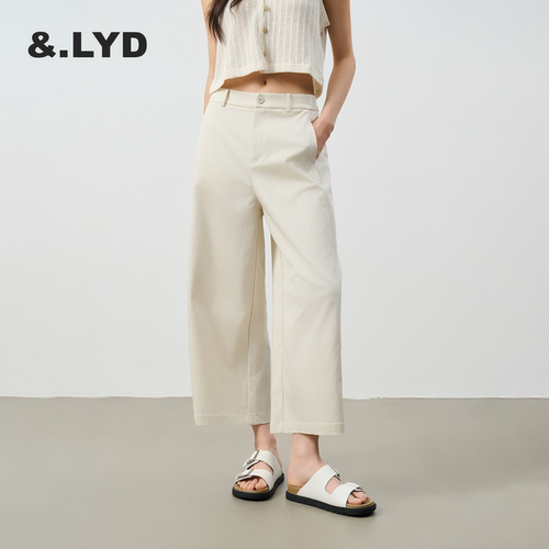 LYD梭织阔腿裤九分裤纯色