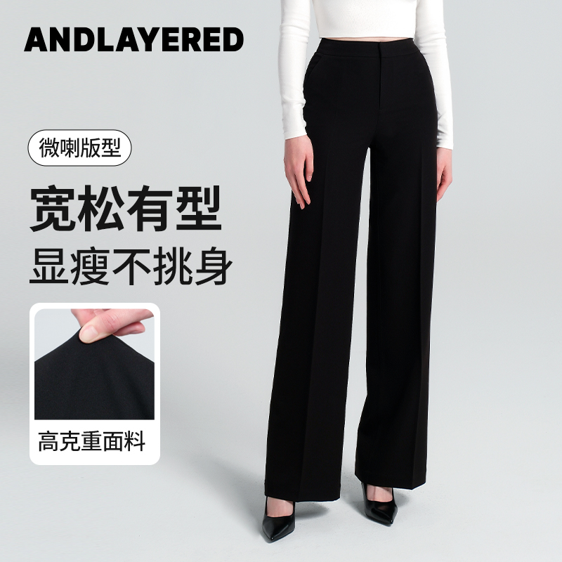 LYD黑色西裤女宽松阔腿裤高腰女休闲裤西装裤女士裤