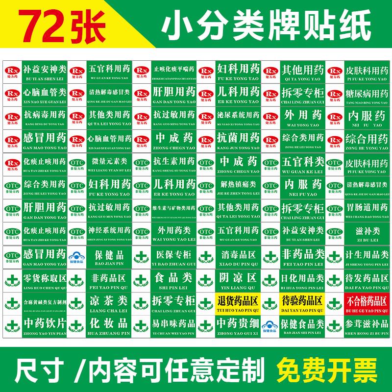 药店分类标识牌全套药品分区吊牌温馨提示语警示牌标示牌药房贴纸标签GSP认证全套定制