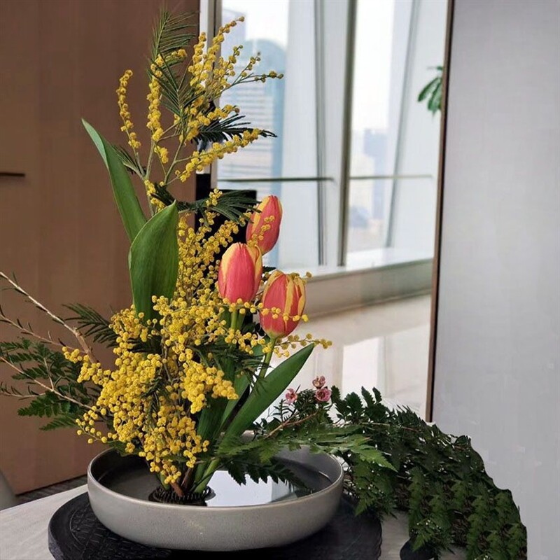 速发小原流花道剑山插花花器皿复古中式禅意花盆日式插花盘厂家直