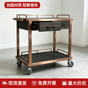 豪华餐车酒店送餐车带抽屉多功能酒水车茶餐厅包间服务双层手推车