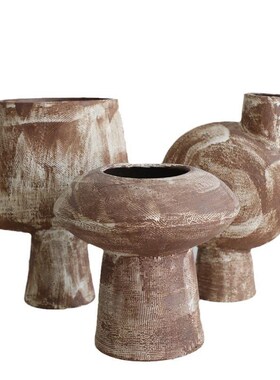 Atpeun侘寂j风手工陶艺抽象集合花器现代简约艺术花瓶摆件民宿样