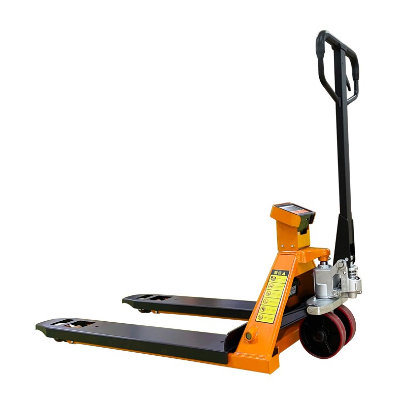 电子秤托盘搬运车称重打印液压手动叉车L计重地磅地牛手推车铲车