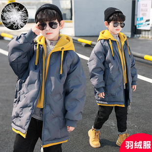 男童冬装 儿童装 假两件炸街羽绒服外套2022新款 童洋气潮男孩潮