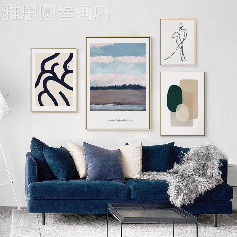 森映约象现代简客饰厅装画北欧餐厅挂画组合画家居创美意抽象画定