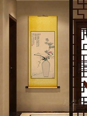 明清古画岁朝图中式卷轴挂画竖版餐厅书房装饰画玄关走廊过道壁画