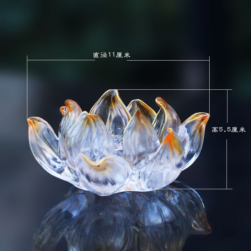 净水金莲琉璃莲花烛台香插t莲花摆件居家茶室佛堂茶桌桌面摆放礼
