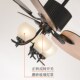 东南亚复古风f扇灯新中式 现代简约吊扇带灯木叶黑色变频家用餐厅