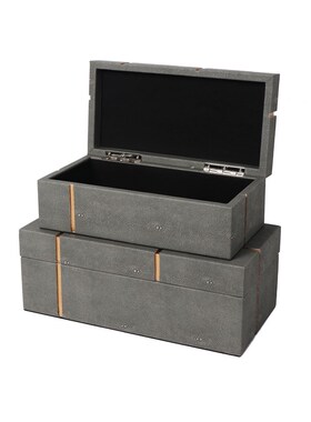 现代创意轻奢灰色米色PU皮首饰盒收纳盒装N饰盒饰品摆件梳妆台卧