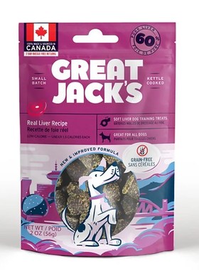 港购加拿大 GREAT JACKS 狗用無穀物海帶拌豬S肝肉粒訓練小食多