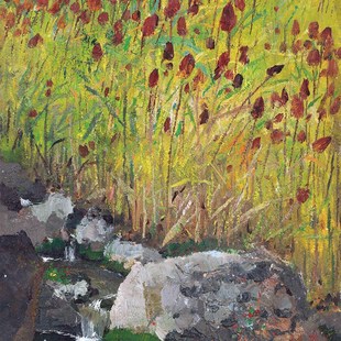 新中式油画客厅装l饰画纯手绘中式挂画手绘临摹吴冠中高粱溪流