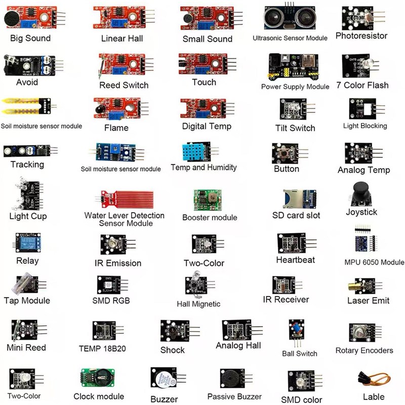 37种传感器套件 45种传感v器模块 传感器 45款机器人套件智能小车
