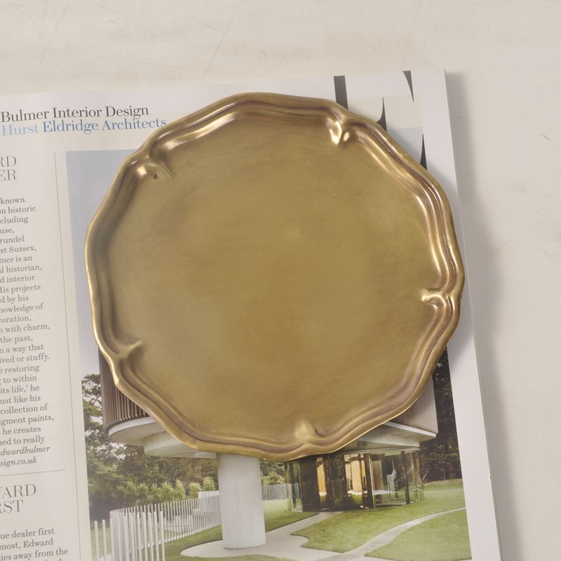 创意纯黄铜复古杯垫o 欧美古典轻奢铜制耳钉戒指首饰收纳小盘摆件