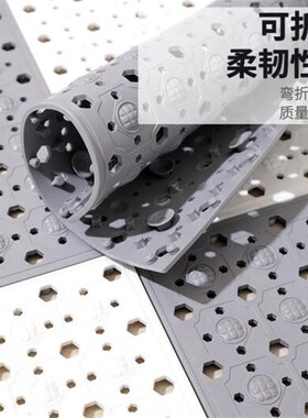 绿之源高档带防滑吸盘浴室地垫灰白色30*30cmR6片TPE环保脚垫