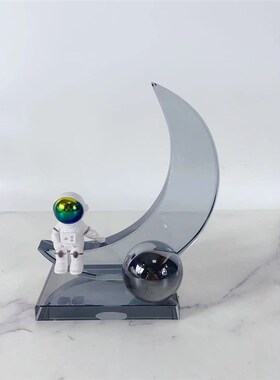 北欧创意家居烟灰色月r牙水晶装饰摆件现代简约样板房酒柜摆设