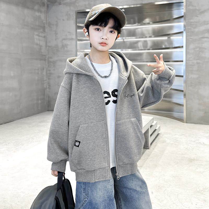 男童外套春秋款2025新款中大童春季连帽上衣男孩春装休闲 上衣开
