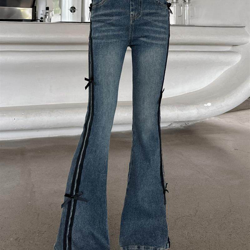 女童裤子春秋2025新款中大童洋气弹力修身喇叭长裤秋季儿童牛仔裤