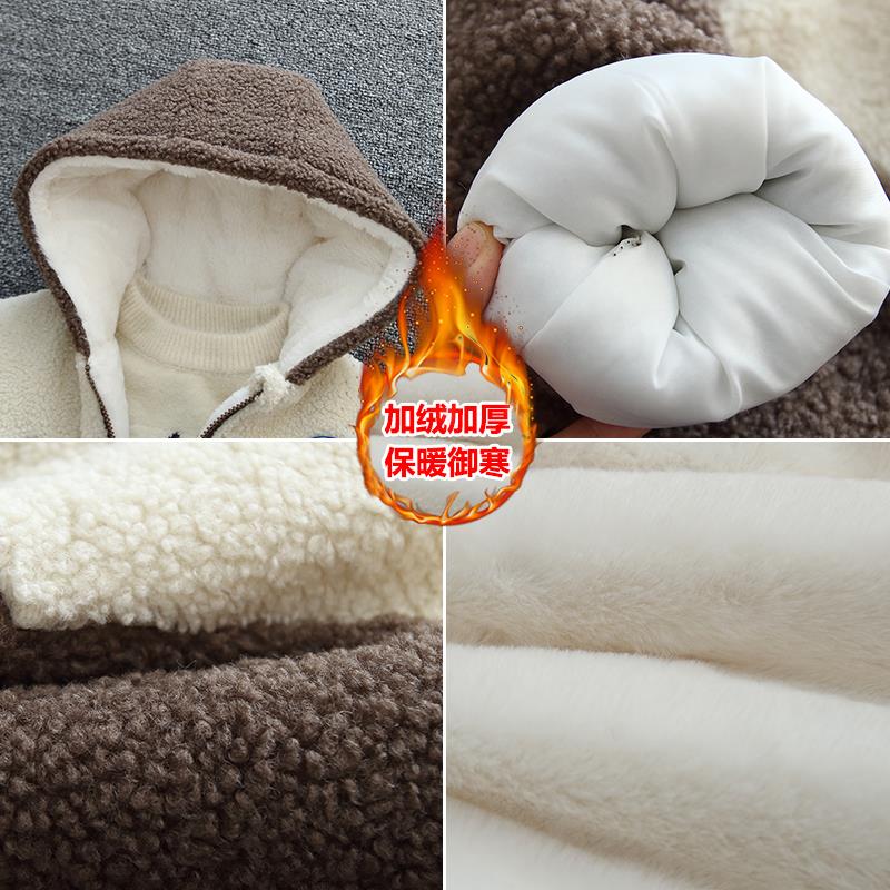 男童外套秋冬款棉服2羊羔绒3毛毛衣4帅气5岁宝宝加绒加厚保暖棉衣