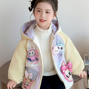女童加绒外套秋冬2025新款洋气儿童拉布布衣服宝宝秋装加厚派克服