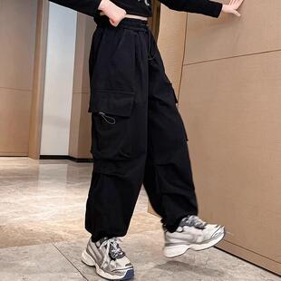 女童工装裤2026春夏季新款儿童套装女大童街舞hiphop长裤子外穿潮